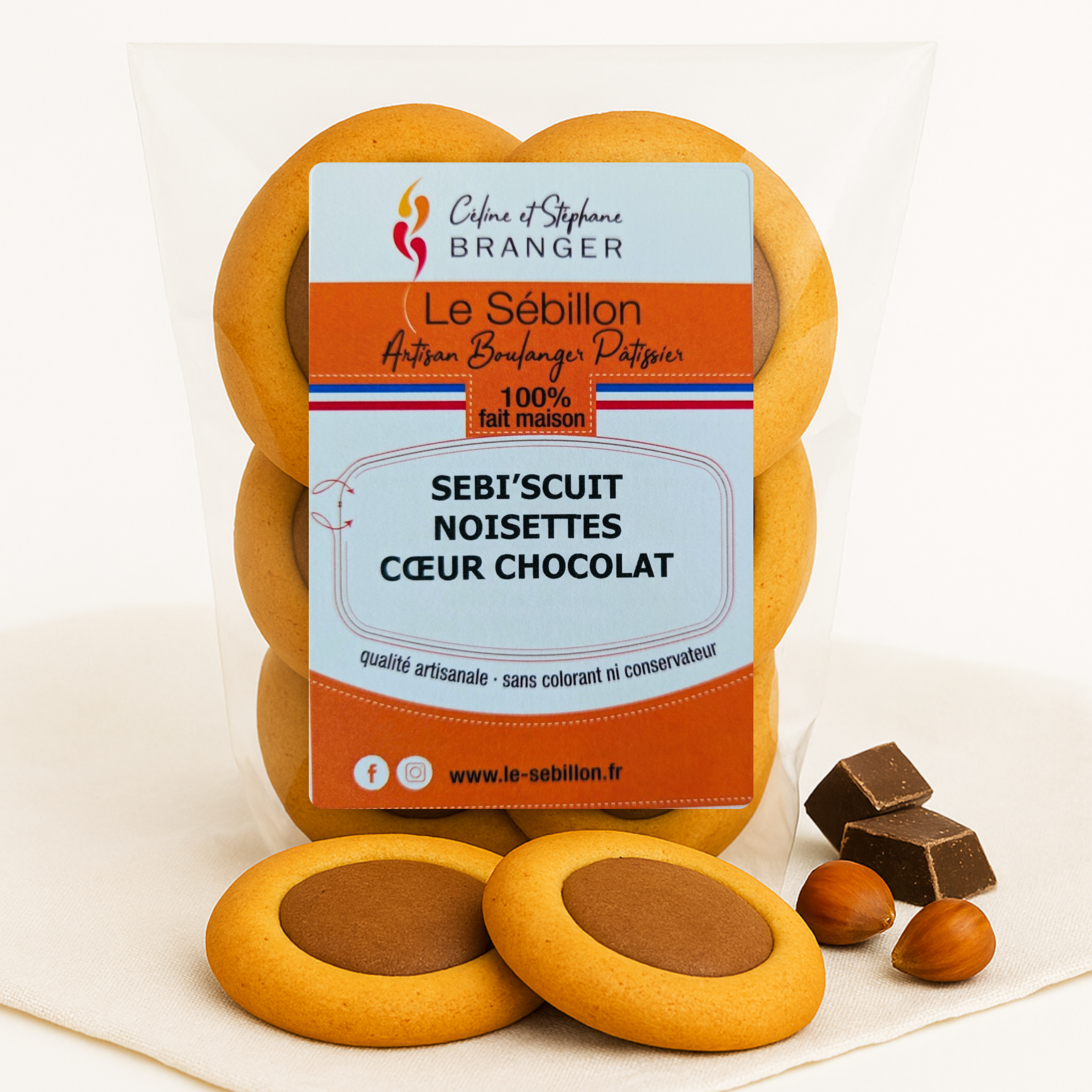 Sébi’scuits noisette-cœur chocolat
